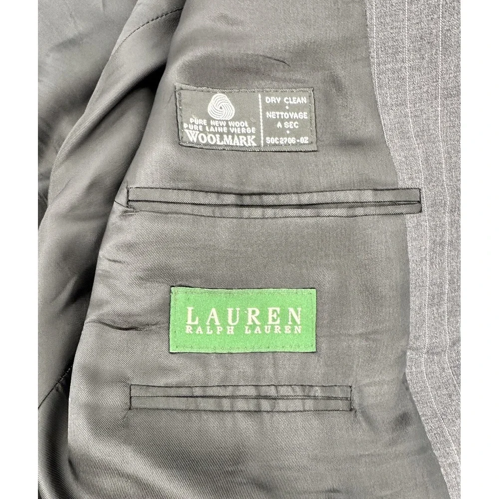 Vintage Lauren Ralph Lauren Men's 50R Blazer Sport Coat Gray Stripe 24